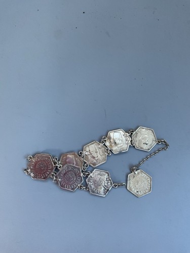Vintage Ägypten Silber Sechseck König Münzen Armband