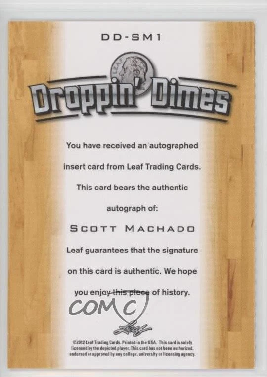 2012 Leaf Signature Series Droppin' Dimes Blue /10 Scott Machado Rookie Auto RC - Image 2 of 2
