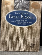 Vtg Evan Picone The Silkee Sheer Pantyhose Medium New Grey Support Sandalfoot