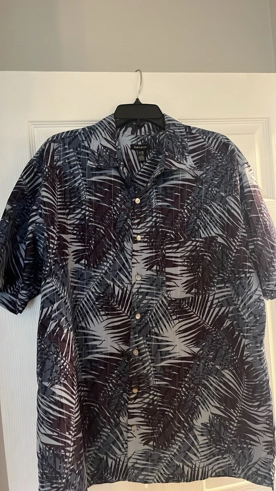 Van Heusen Shirt Men XLT Blue Button Up Short Sleeve Hawaiian Tropical Resort - Image 2 of 4