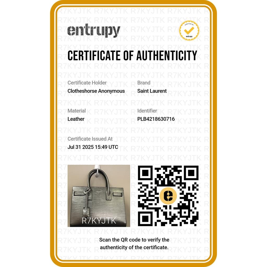 SAINT LAURENT Borsa Sac De Jour in rilievo metallizzato con manico superiore per bambini