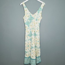 VINTAGE FAT FACE DRESS 12 SUN FLORAL.CREAM TURQUOISE SUMMER WD115