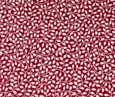By 1/2 Yd Red w/ White Twisting Leaves Vines Cotton Quilt Fabric Allover BTHY