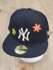 New York Yankees New Era Navy Chain Stitch Floral 59FIFTY Size 7 3/4 NWT
