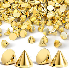 100 PCS 8mm Gold ABS Bullet Spike Cone Studs, Flat Back Punk Spikes
