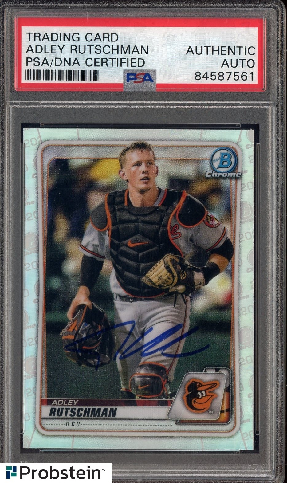 Adley Rutschman Signed 2020 Bowman Chrome Refractor RC Rookie PSA/DNA AUTO view 1