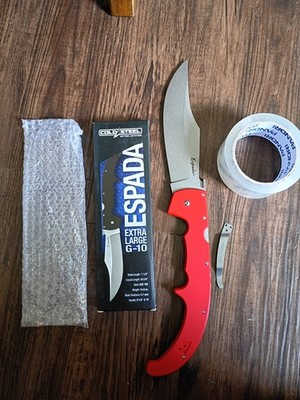 Espada XL Folding Knife 7.5'' Cold Steel AUS-10A  Red G10 Handle Folding Knife