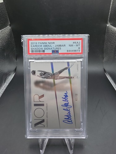 2019-20 Noir Kareem Abdul-Jabbar Shadow Signatures /49 Lakers PSA 8