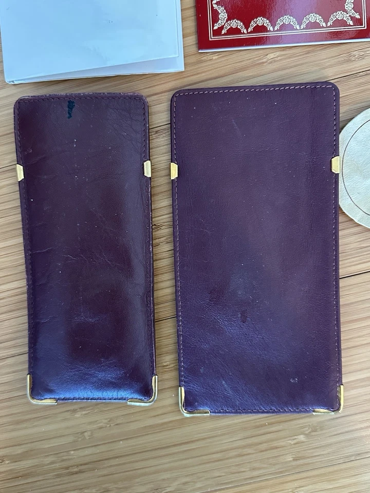 Два винтажных кожаных чехла для солнцезащитных очков CARTIER с тканью для линз Cartier - Изображение 3 из 4