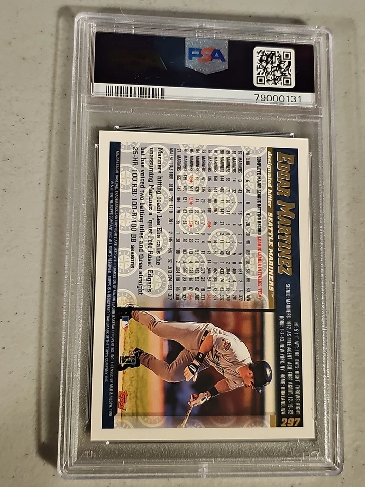 1998 Topps - #297 Edgar Martinez Psa 10 Seattle Mariners Hof  - Image 3 of 3