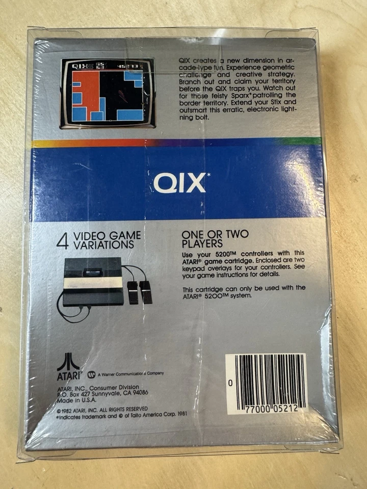 Atari 5200 Qix Brand New Factory Sealed - Clear Protector - Image 2 of 4