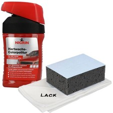 Nigrin Color-Politur Hartwachs Rot +Tuch + Schwamm Lack Farbpolitur Auto-Wachs
