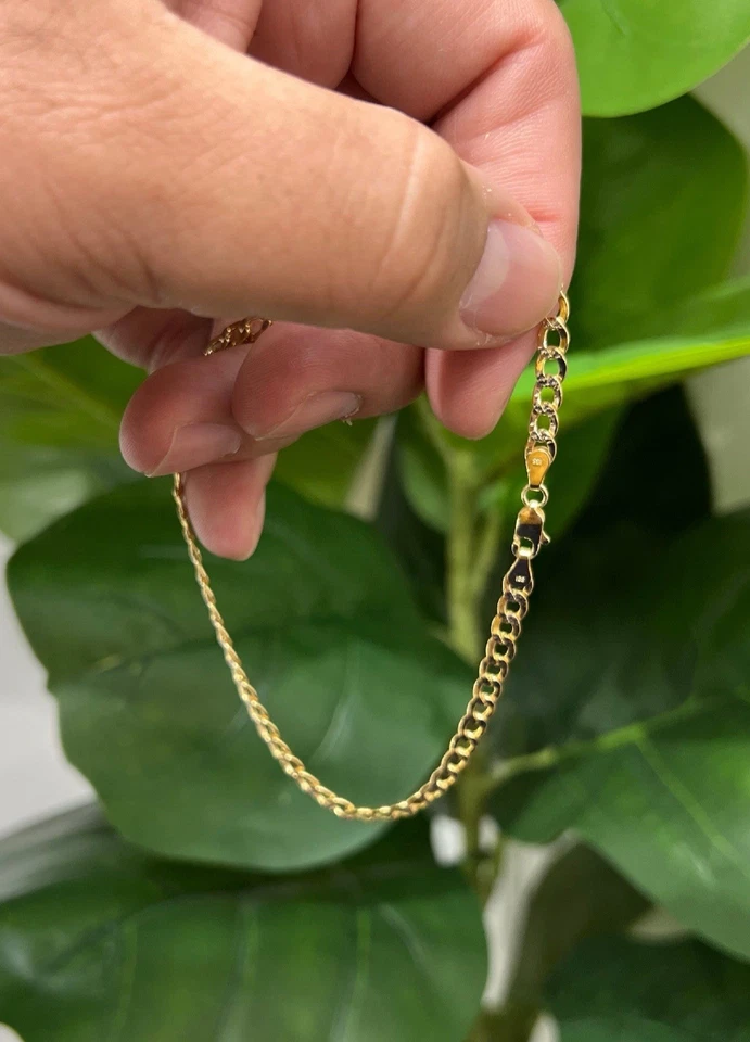 1321- NUEVA TOBILLERA CUBANA HUECA 10K de dos tonos (4,5 mm) Foto 3 de 4