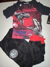 Jurassic World pajamas kids size 6 set shirt pants red black throw down