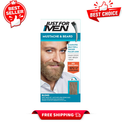 Just For Men Mustache & Beard, Gray Hair Dye, M-10/15 Blond, Easy Brush-In Color