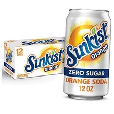 Sunkist Zero Sugar Orange Soda, 12 fl oz cans, 12 pack 