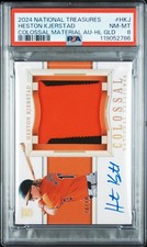2024 Panini NT Heston Kjerstad Colossal Material Auto Patch Holo Gold /10 PSA 8