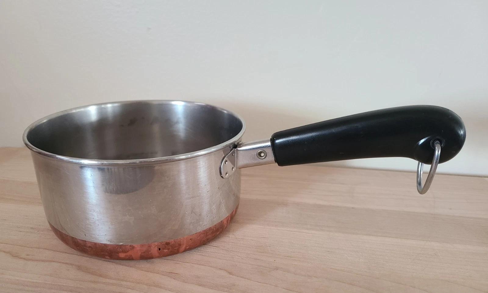 Vintage 1801 REVERE WARE 1 QT Sauce Pan Pot Copper Clad Bottom No Lid