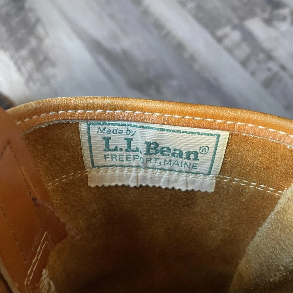 LL Bean Boots Mens 7 womens 8.5 Brown Leather Maine Hunting Shoe Made USA - Image 4 of 4