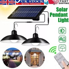 2 Heads LED Solar Powered Pendant Hanging Light Lamp Garden Yard Shed Lighting