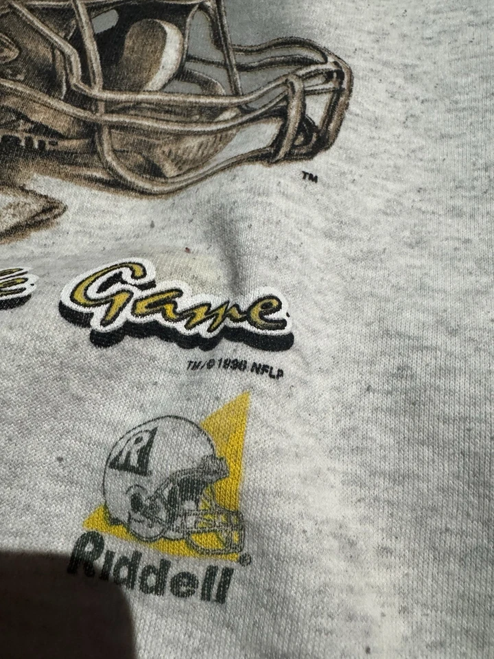 Sudadera vintage 1996 Riddell Green Bay Packers cuello redondo grande gris años 90 Foto 3 de 4