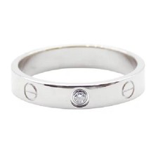 Cartier Mini Love Ring 1PD Diamant 18K Weißgold EU 58 / US 8,25 mit Staubbeutel