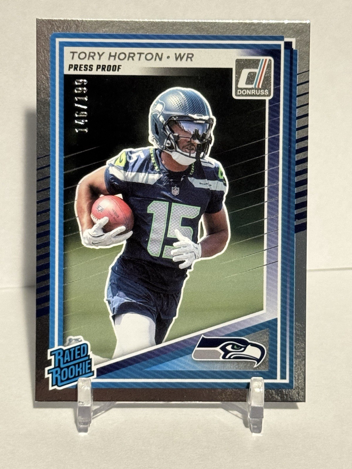 2025 Donruss Football Tory Horton Rated Rookie Silver Press Proof # 146/199 MINT