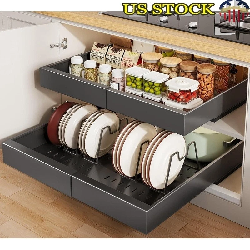 Expandable Pull Out Cabinet Organizer Adjustable Kitchen Storage Solutions New