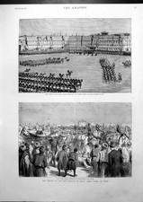Antique Old Print Hh Abbas Pasha State Entry Cairo Guard Egyptian Troops 1892