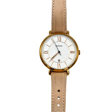 Fossil Jacqueline Women's Rose Gold / Pink Leather Strap Watch 36 mm F1841