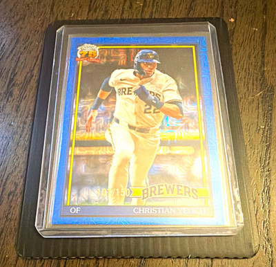 Topps Chrome 2025 Christian Yelich Milwaukee Brewers #116 Blue 107/150