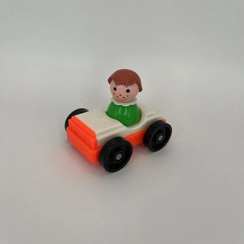 Vintage Fisher Price Little People Orange Car & Girl Figure