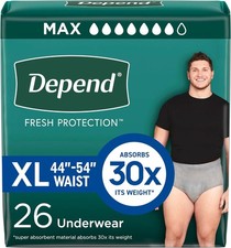 Depend Fresh Protection Adult Incontinence Underwear for Men, Maximum, XL - 26Ct