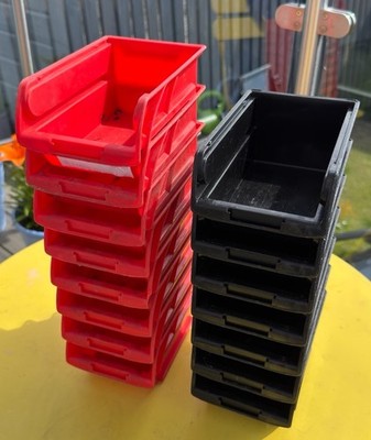 ZAG Kunststoff Stapellager Teile Behälter Größe 5 x 15 rot & schwarz Werkstatt Garage
