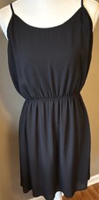 Black A-Line Dress Sleeveless Scoop Neck Lattice Back Short Women’s Regular