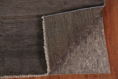 Handmade Solid Gabbeh Square Rug 6x6 Brown / Charcoal Modern Wool Carpet - Picture 8 of 18