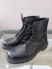 Zara Man Black Lace-up Military-Style Ankle Boots Size 8
