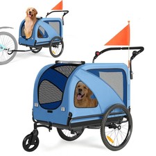 Dog Bike Trailer Supports up to 110 lbs 2-in-1 Pet Stroller Cart Bicycle Carrier