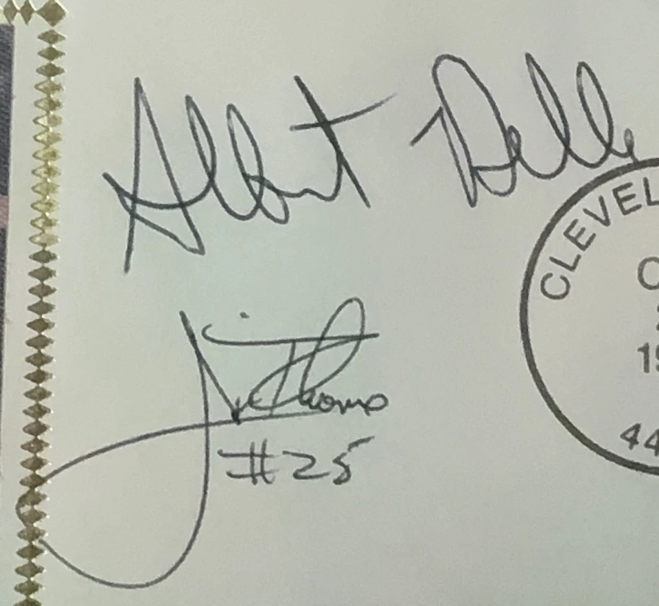 Albert Belle Jim Thome Firmado 1995 Serie Mundial FDC Gateway BAS Auténtico Automático Foto 3 de 4