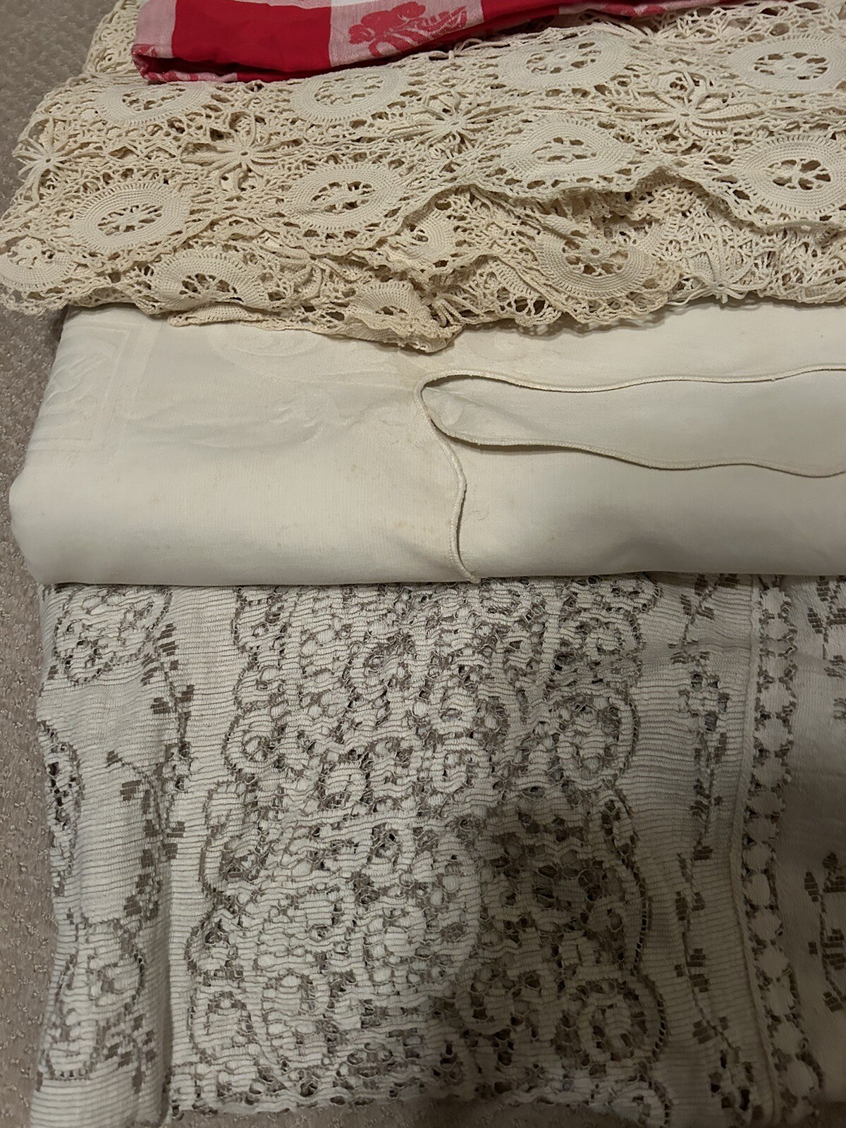 Assorted Quaker Lace Damask Cotton Crocheted Lot of 6 VINTAGE