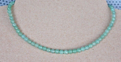 Facettierte Aventurin Edelstein Kette Silberverschluss I 6 mm I 42 cm( BIR-10 )