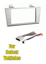 Silver 2 Din Car Stereo Kit Combo for some Lincoln LS 2004-2005 Ford Thunderbird