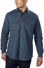 Grizzly Mountain Men's Long Sleeve Double Brushed Chamois Flannel Dark Blue