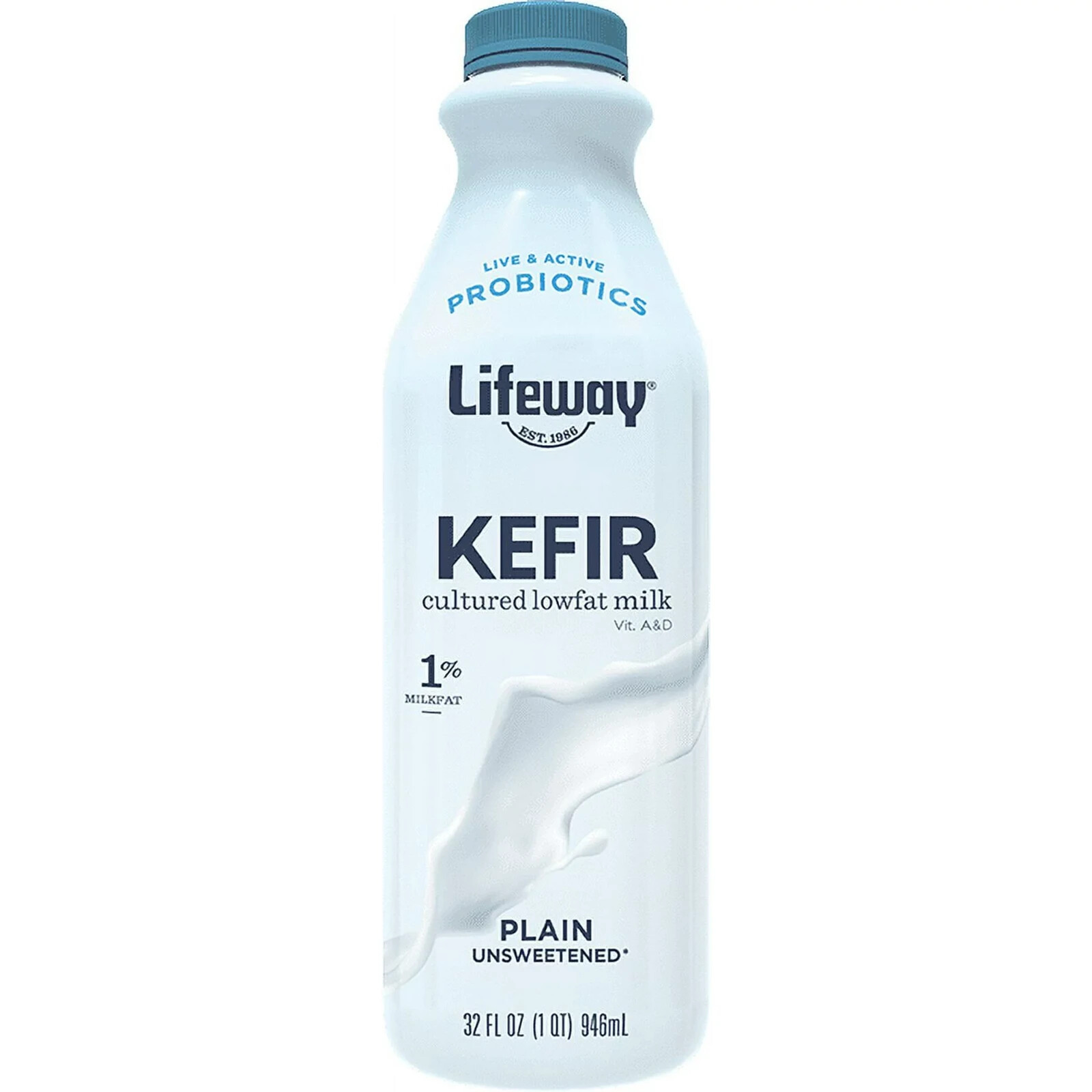 6-Pack Lifeway Plain Lowfat Kefir, Probiotic Cultured Milk Drink Size 32 oz each