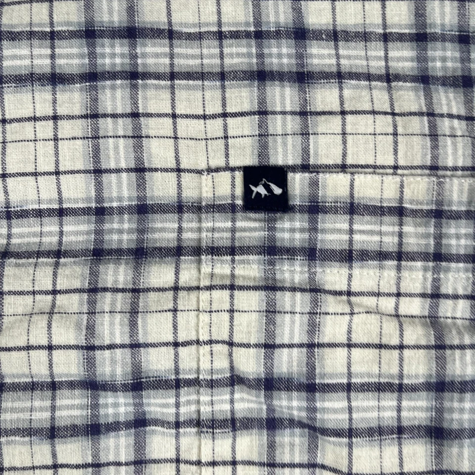 FishHippie Shirt XL Rum Front Collection Gray Ivory Plaid Button Up Long Sleeve - Image 4 of 4