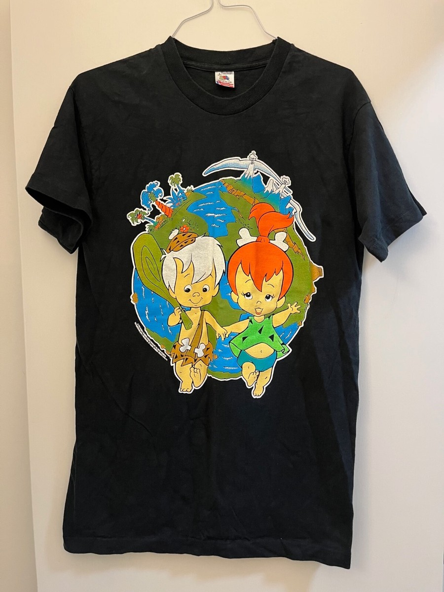 Flintstones Bam Bam & Pebbles T-Shirt Large Black, Vintage 1993 