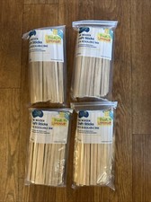  LOT OF 4 75 Thin Wooden Craft Sticks 5.75"x.27"x.08" Resealable Packages, NEW