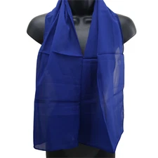 Women's Vintage Scarf Blue Sheer Hand Rolled Polyester 13"/46" Made In Japan
