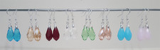 Crystal Dangle Shiny 20mm Crystal Bead Stunning 925 Silver Hook Earrings Color