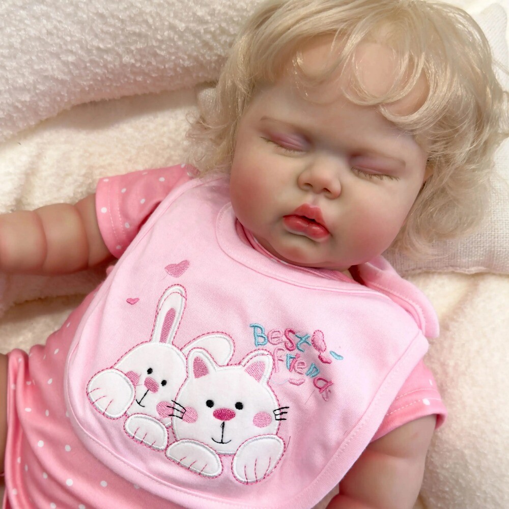 24In Lifelike Reborn Baby Doll Pickle 3D Skin Rooted Curly Hair